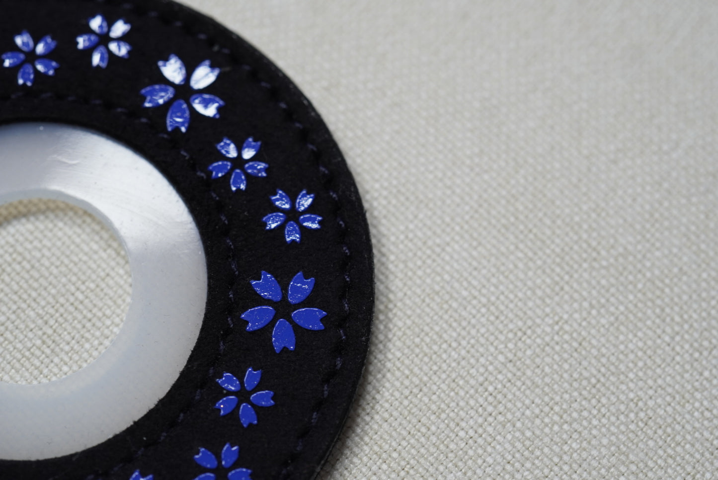 蒼桜 Azure Sakura - Leather Tsuba Dome
