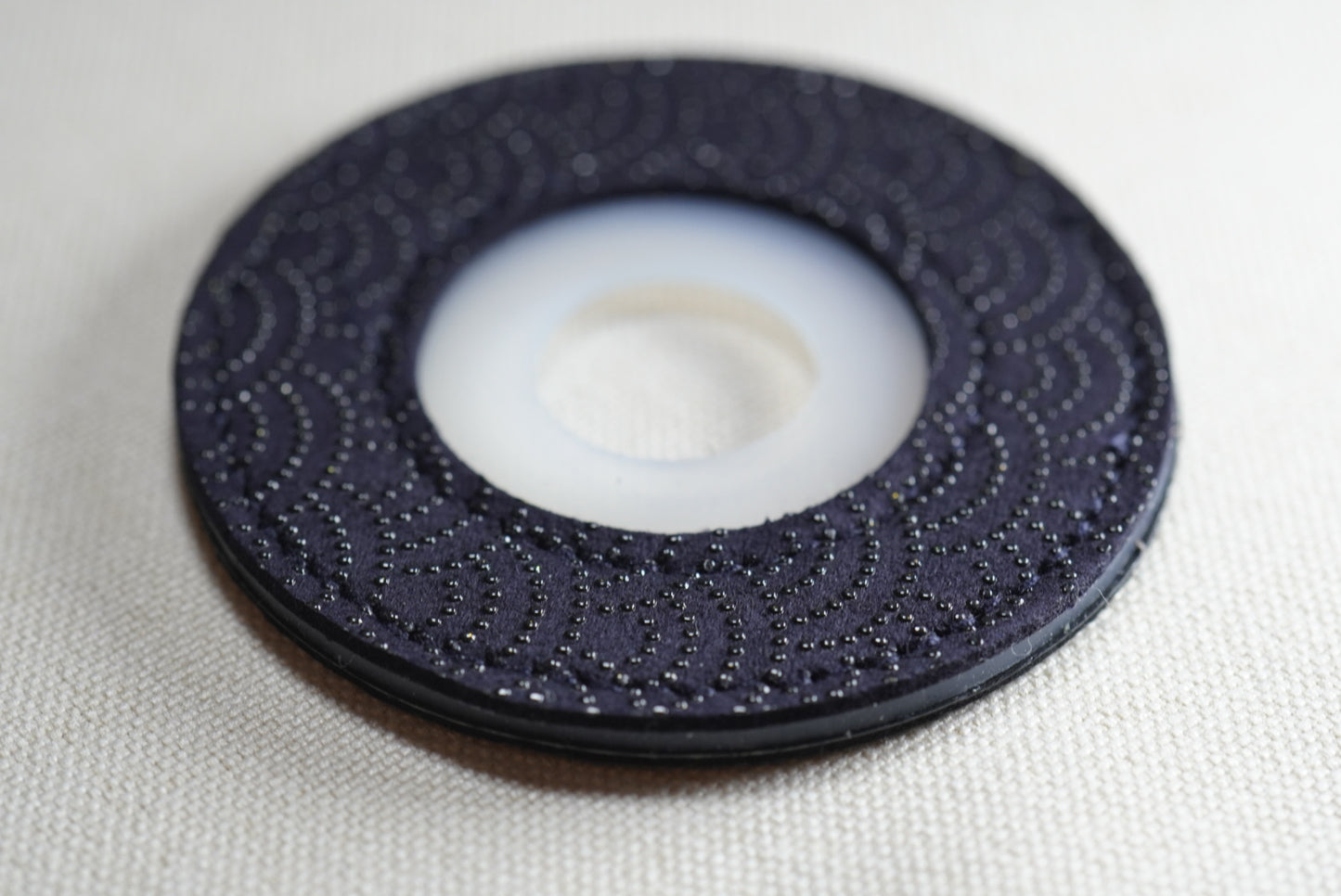 夜の波 Midnight Wave - Leather Tsuba Dome