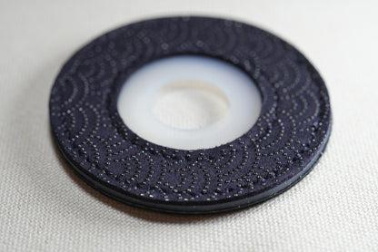 夜の波 Midnight Wave - Leather Tsuba Dome