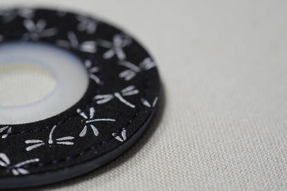 雪蜻蛉 Snow Dragonfly - Leather Tsuba Dome
