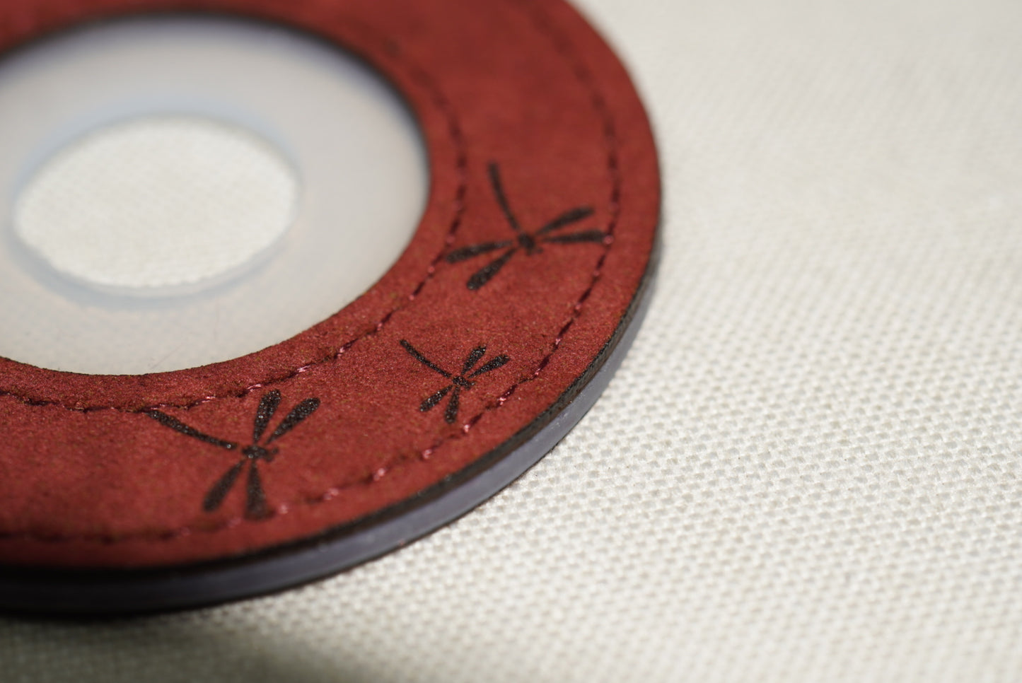 紅蜻 Red Dragonfly - Leather Tsuba Dome
