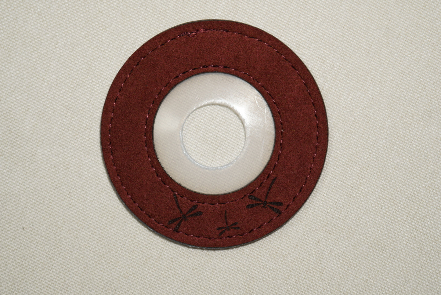 紅蜻 Red Dragonfly - Leather Tsuba Dome