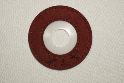 紅蜻 Red Dragonfly - Leather Tsuba Dome