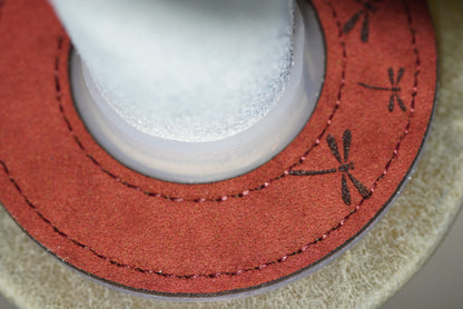 紅蜻 Red Dragonfly - Leather Tsuba Dome
