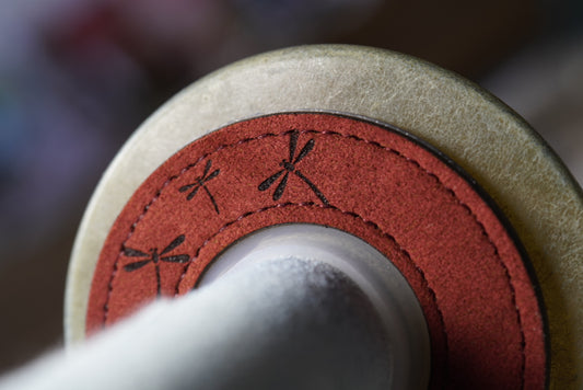 紅蜻 Red Dragonfly - Leather Tsuba Dome