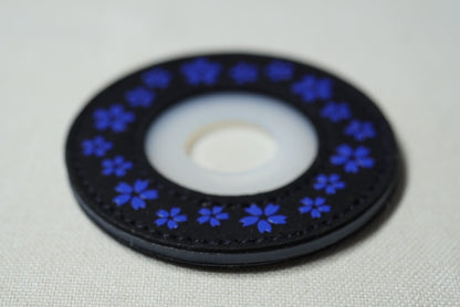 蒼桜 Azure Sakura - Leather Tsuba Dome