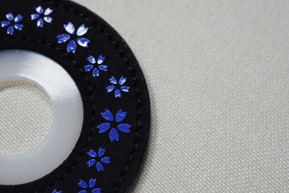蒼桜 Azure Sakura - Leather Tsuba Dome