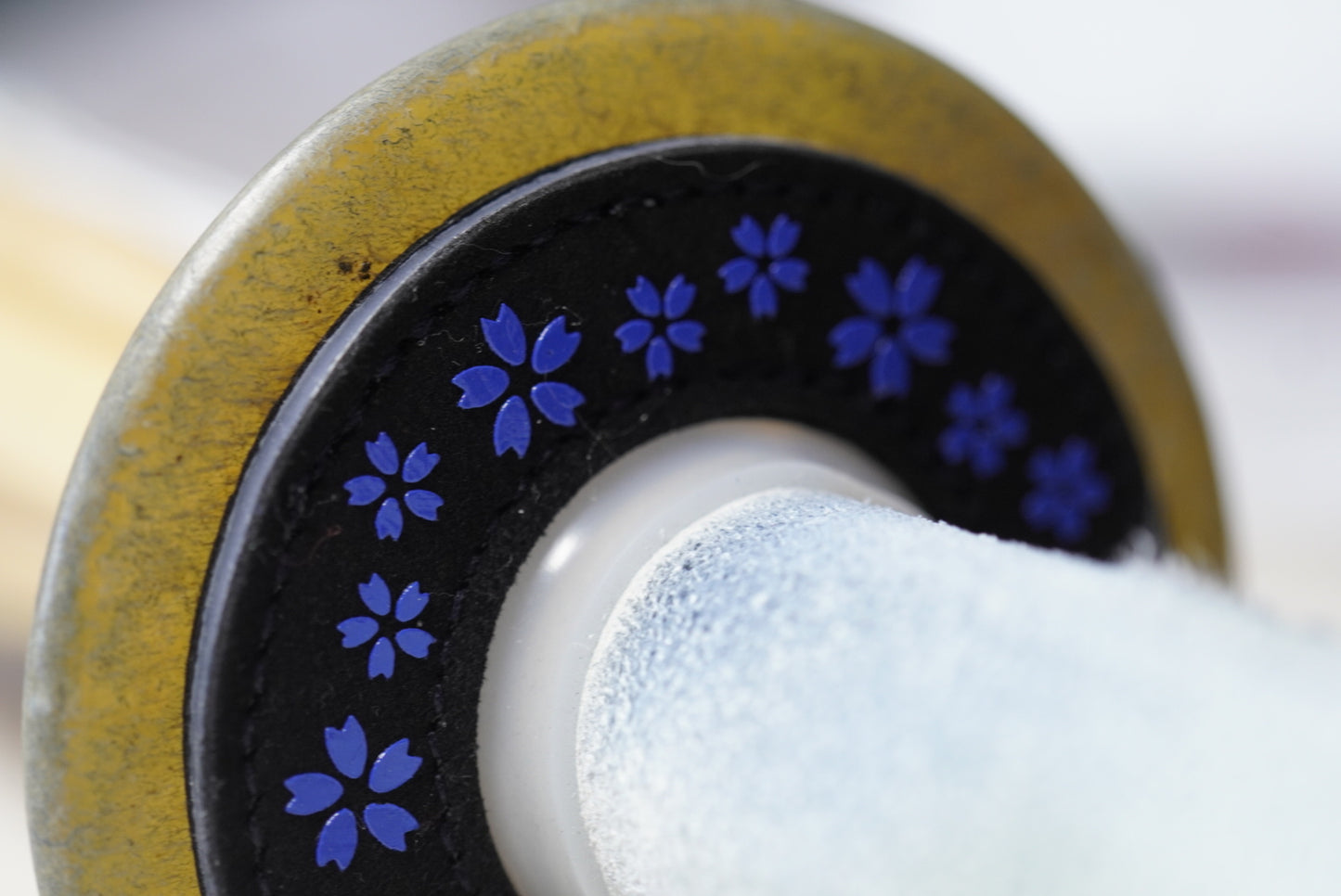 蒼桜 Azure Sakura - Leather Tsuba Dome