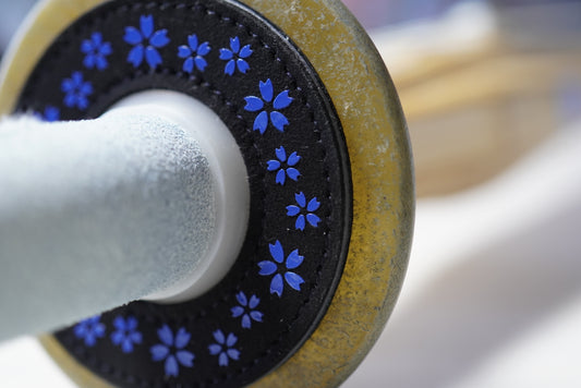 蒼桜 Azure Sakura - Leather Tsuba Dome